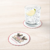 Happy Birthday Pug Dogs Cupcake Kartonnen Onderzetters (Insitu)