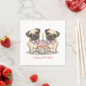 Happy Birthday Pug Dogs Cupcake Servet (Insitu)