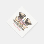 Happy Birthday Pug Dogs Cupcake Servet (Hoek)