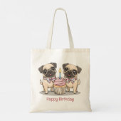 Happy Birthday Pug Dogs Cupcake Tote Bag (Achterkant)