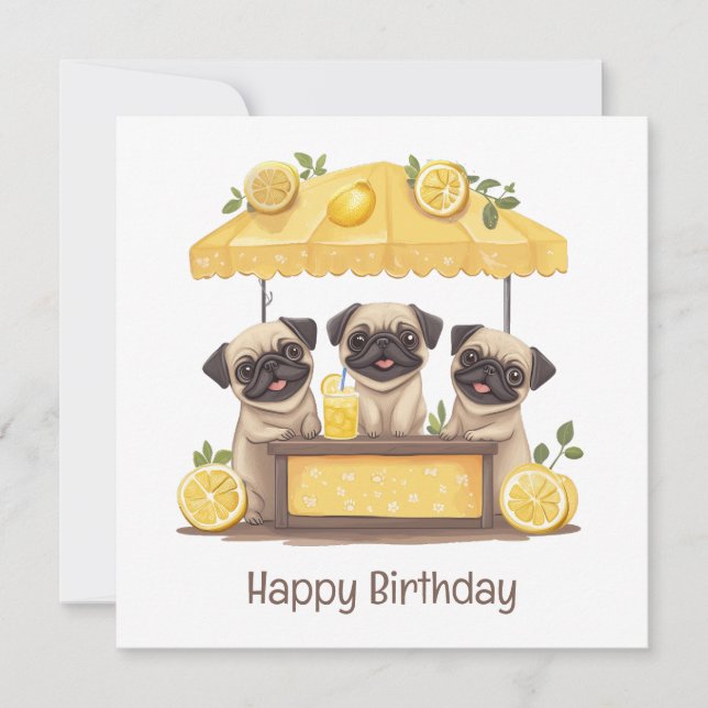 Happy Birthday Pug Dogs Lemonade Stand (Voorkant)