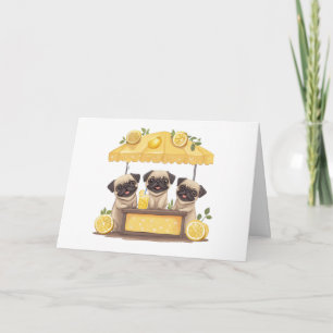 Happy Birthday Pug Dogs Lemonade Stand Kaart
