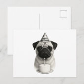 Happy Birthday Pug Feestdagenkaart (Voorkant / Achterkant)