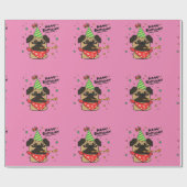 Happy Birthday Pug Girl Cadeaupapier (Vlak)