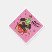 Happy Birthday Pug Girl Servet (Hoek)