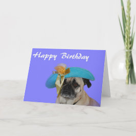 Happy Birthday Pug in een Pet Kaart