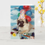 Happy Birthday Pug-kaart Kaart (Gele Bloem)