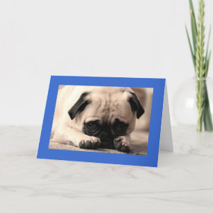 Happy Birthday Pug Puppy Dog Blue Wenskaart Kaart