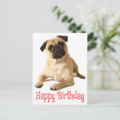 Happy Birthday Pug Puppy Dog Briefkaart (Staand voorkant)