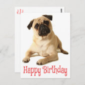 Happy Birthday Pug Puppy Dog Briefkaart (Voorkant / Achterkant)