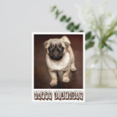 Happy Birthday Pug Puppy Dog Bruin Briefkaart (Staand voorkant)