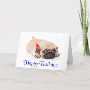Happy Birthday Pug Puppy Dog Card Kaart