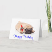 Happy Birthday Pug Puppy Dog Kaart (Voorkant)