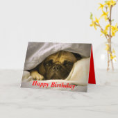 Happy Birthday Pug Puppy Dog Wenskaart Kaart (Gele Bloem)