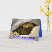 Happy Birthday Pug Puppy Dog Wenskaart Kaart (Gele Bloem)