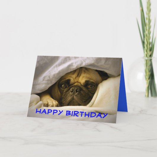 Happy Birthday Pug Puppy Dog Wenskaart Kaart (Voorkant)