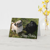 Happy Birthday Pug Puppy Dog Wenskaart Kaart (Gele Bloem)
