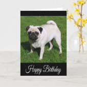 Happy Birthday Pug Puppy Dog Wenskaart Kaart (Gele Bloem)