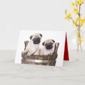 Happy Birthday Pug Puppy Dog Wenskaart - Verse Kaart (Gele Bloem)