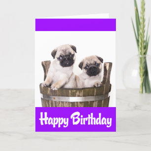 Happy Birthday Pug Puppy Dogs Wenskaart Verse Kaart