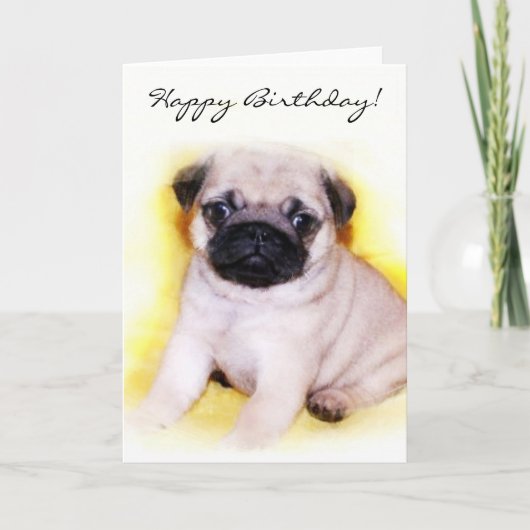 Happy Birthday Pug Puppy wenskaart Kaart (Voorkant)