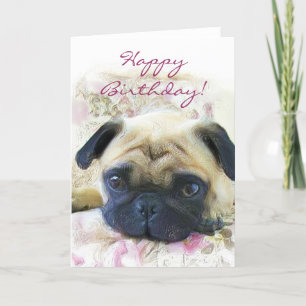 Happy Birthday Pug wenskaart Kaart