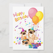 Happy Birthday Pugs Kaart (Voorkant)
