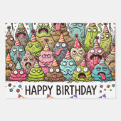Happy Birthday Puking Monster Inpakpapier Vel (Voorkant 2)