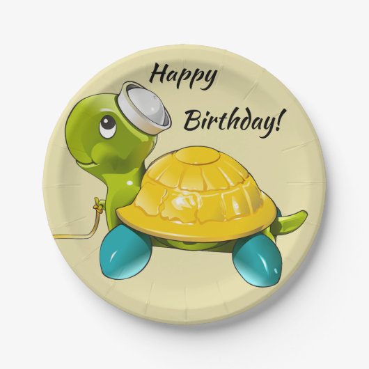 Happy Birthday Pull Speelgoed Turtle Paper Bord (Voorkant)