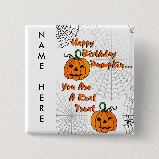 Happy Birthday Pumpkin Vierkante Button 5,1 Cm (Voorkant)