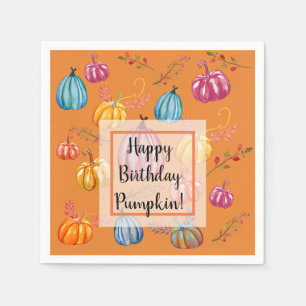 Happy Birthday Pumpkins Herfst Art Paper napkins Servet