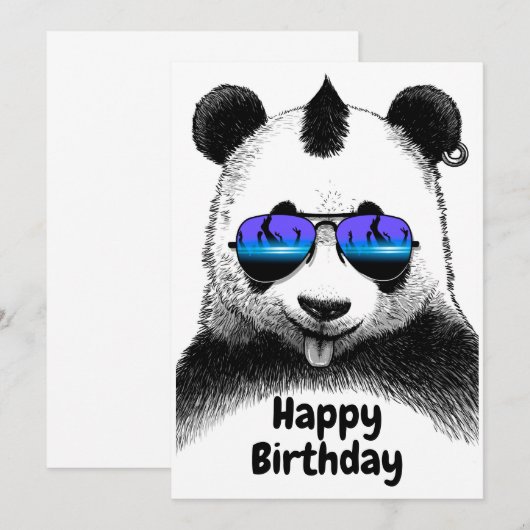 Happy Birthday Punk Panda Kaart (Voorkant / Achterkant)