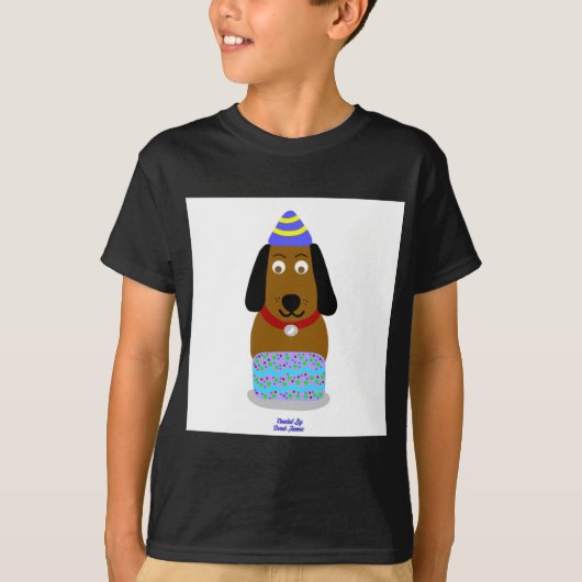 Happy Birthday Pup Boy's Black Basic T-Shirt (Voorkant)