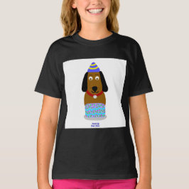 Happy Birthday Pup Girl's Black Basic T-Shirt