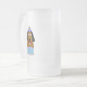 Happy Birthday Pup Grote Frosted Glass Mok (Voorkant links)