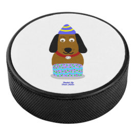 Happy Birthday Pup Hockey Puck