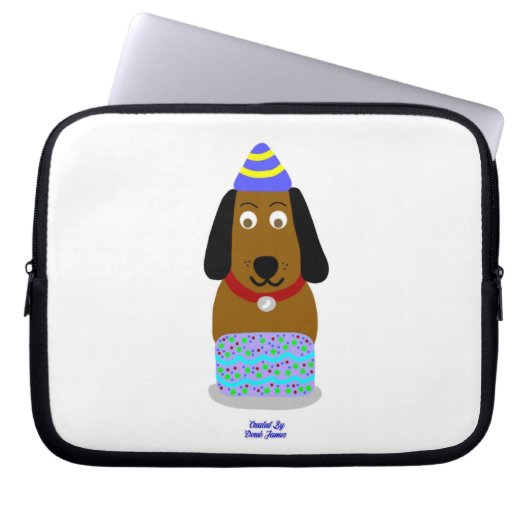 Happy Birthday Pup Neopreen Laptop Sleeve (Voorkant)