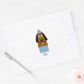 Happy Birthday Pup Oval Sticker (Envelop)