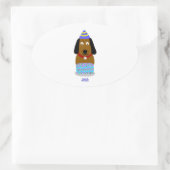 Happy Birthday Pup Oval Sticker (Tas)
