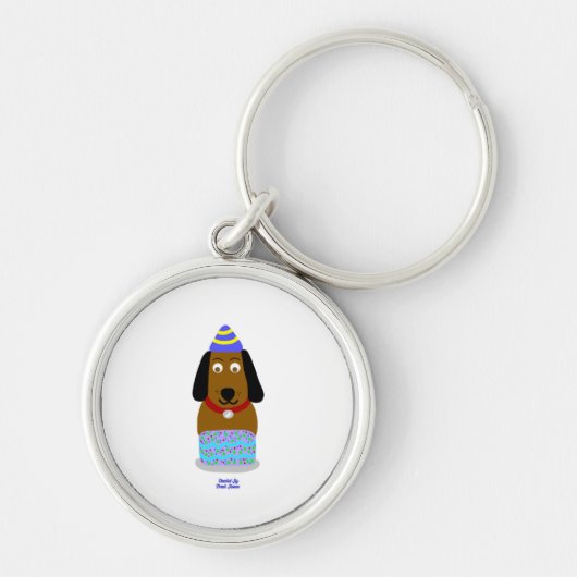 Happy Birthday Pup Premium Ronde Sleutelhanger (Voorkant)