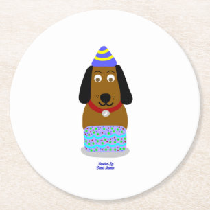 Happy Birthday Pup Ronde Papier Onderzetter