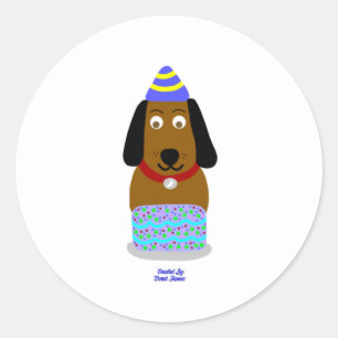 Happy Birthday Pup Ronde Sticker