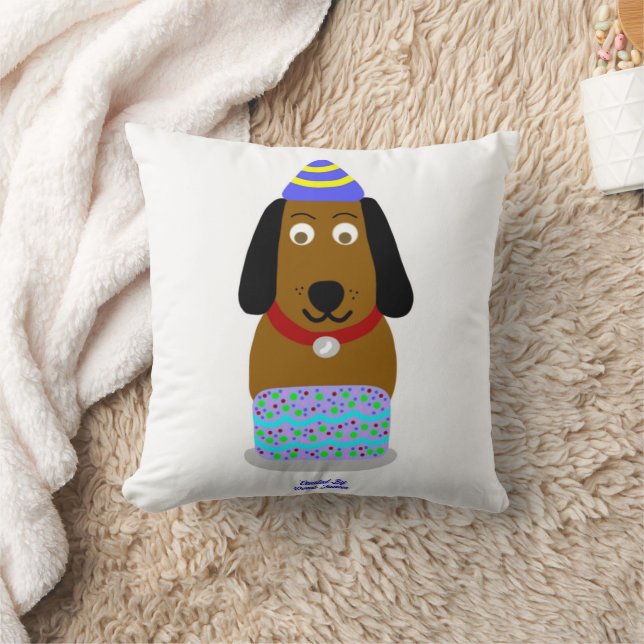 Happy Birthday Pup Square Sierkussen (Deken)