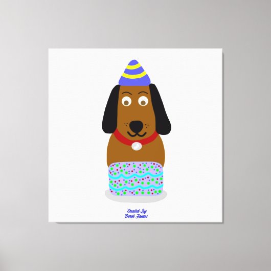 Happy Birthday Pup Stretched Canvas Print (Voorkant)