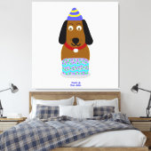 Happy Birthday Pup Stretched Canvas Print (Insitu (Slaapkamer))