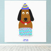 Happy Birthday Pup Stretched Canvas Print (Insitu (Houten vloer))