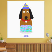 Happy Birthday Pup Stretched Canvas Print (Insitu (Woonkamer))