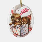 Happy Birthday Puppies Keramisch Ornament (Rechts)