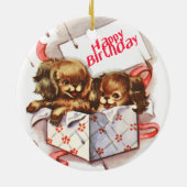 Happy Birthday Puppies Keramisch Ornament (Achterkant)