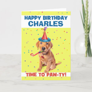 Happy Birthday Puppy Custom Name Feestdagen Kaart